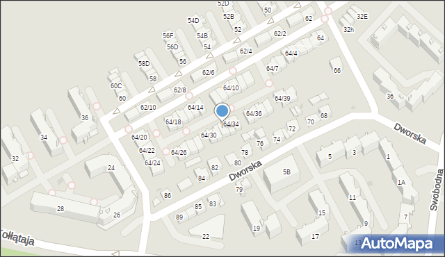 Białystok, Dworska, 64/32, mapa Białegostoku