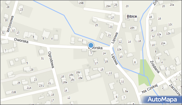 Bibice, Dworska, 1, mapa Bibice