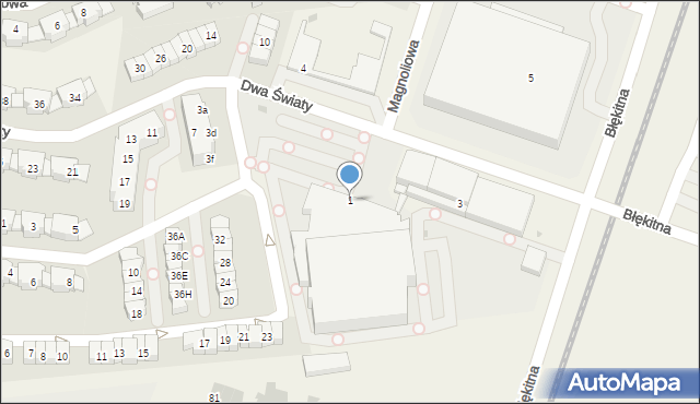 Bielany Wrocławskie, Dwa Światy, 1, mapa Bielany Wrocławskie