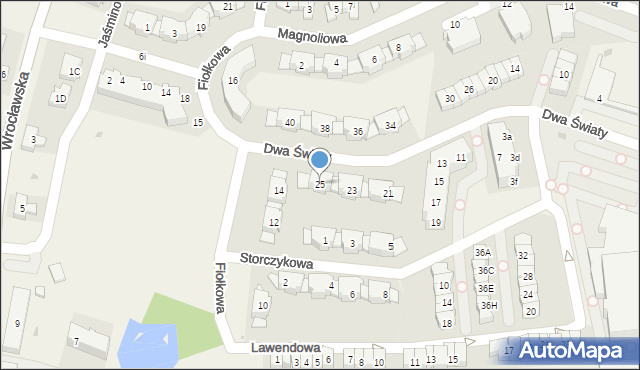 Bielany Wrocławskie, Dwa Światy, 25, mapa Bielany Wrocławskie