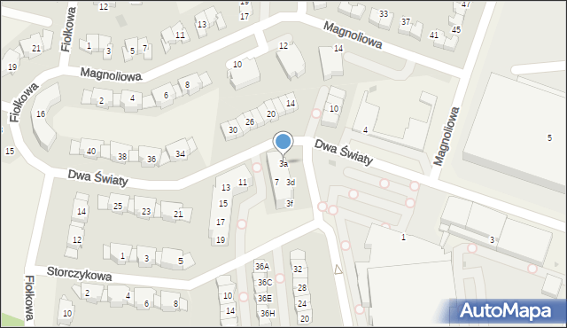 Bielany Wrocławskie, Dwa Światy, 3a, mapa Bielany Wrocławskie