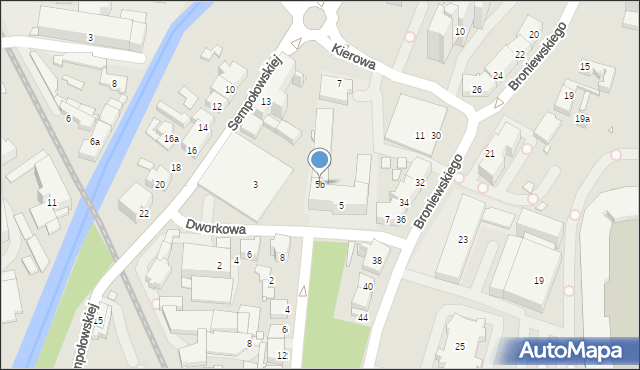 Bielsko-Biała, Dworkowa, 5b, mapa Bielsko-Białej