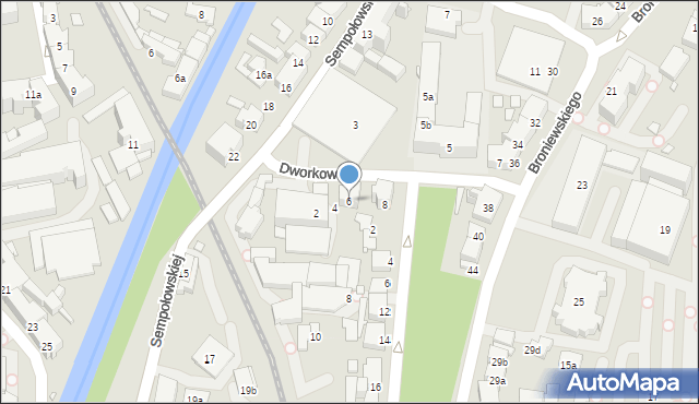 Bielsko-Biała, Dworkowa, 6, mapa Bielsko-Białej