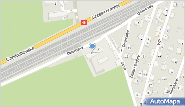 Blachownia, Dworcowa, 17, mapa Blachownia