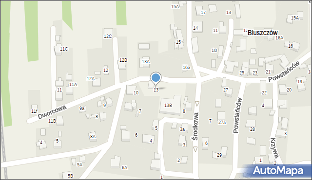 Bluszczów, Dworcowa, 13, mapa Bluszczów