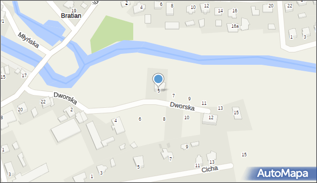 Bratian, Dworska, 5, mapa Bratian