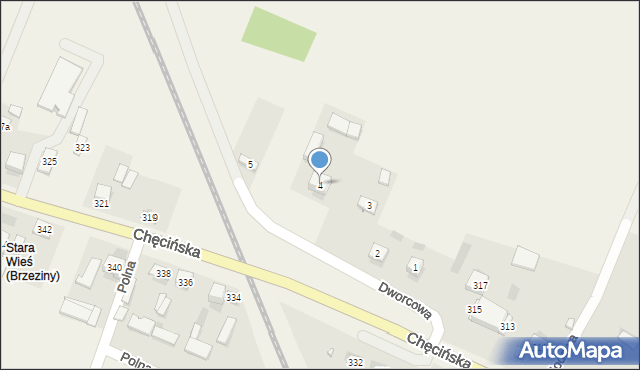 Brzeziny, Dworcowa, 4, mapa Brzeziny