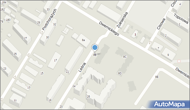 Bydgoszcz, Dwernickiego Józefa, gen., 8B, mapa Bydgoszczy