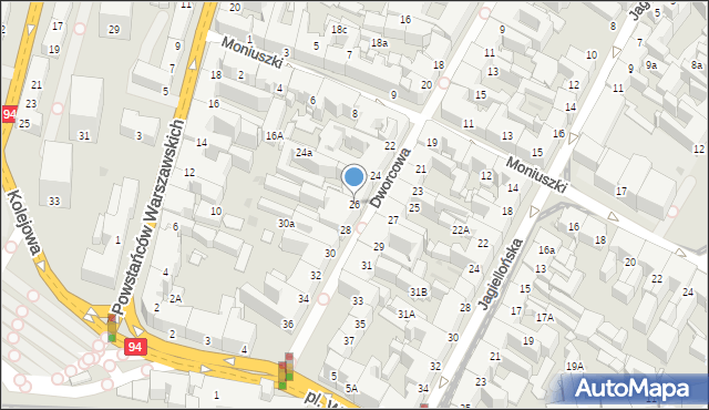 Bytom, Dworcowa, 26, mapa Bytomia