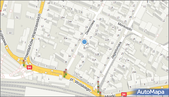 Bytom, Dworcowa, 31, mapa Bytomia