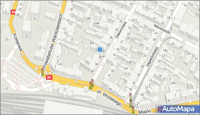 Bytom, Dworcowa, 32, mapa Bytomia