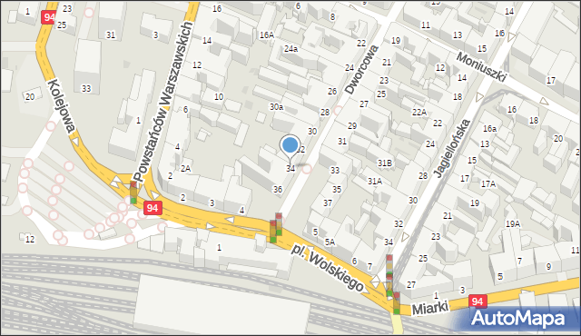 Bytom, Dworcowa, 34, mapa Bytomia