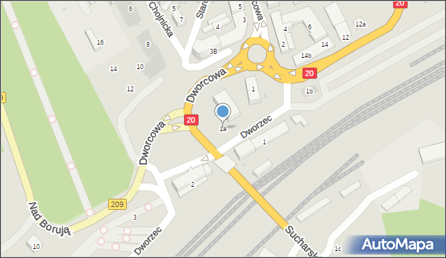 Bytów, Dworzec, 1a, mapa Bytów