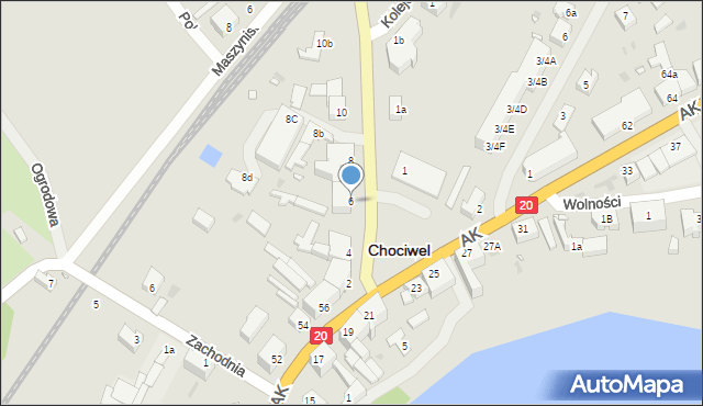 Chociwel, Dworcowa, 6, mapa Chociwel