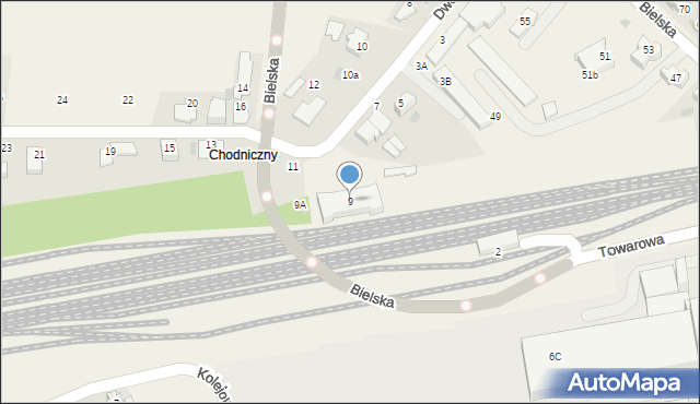 Chybie, Dworcowa, 9, mapa Chybie