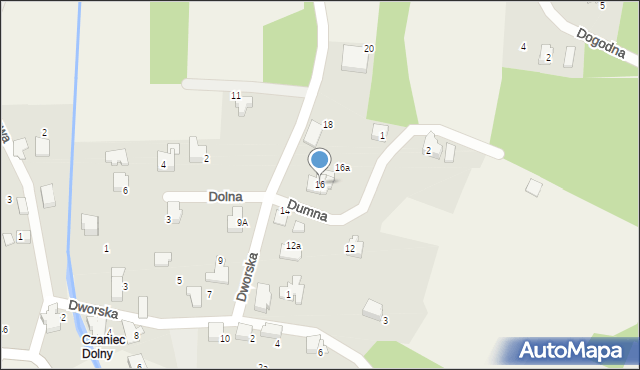 Czaniec, Dworska, 16, mapa Czaniec