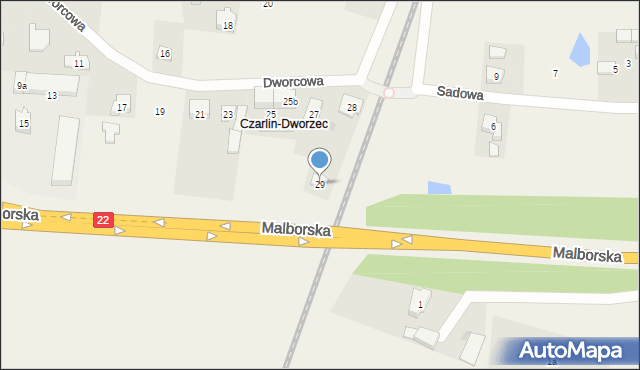 Czarlin, Dworcowa, 29, mapa Czarlin