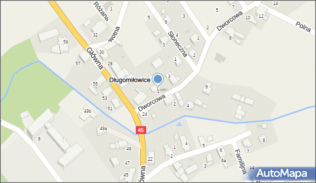 Długomiłowice, Dworcowa, 1, mapa Długomiłowice