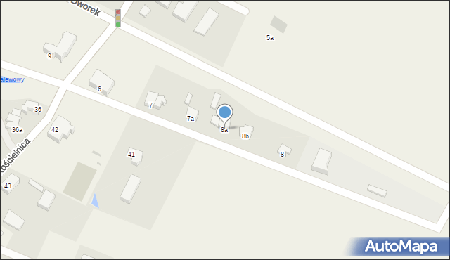 Dworek, Dworek, 8a, mapa Dworek