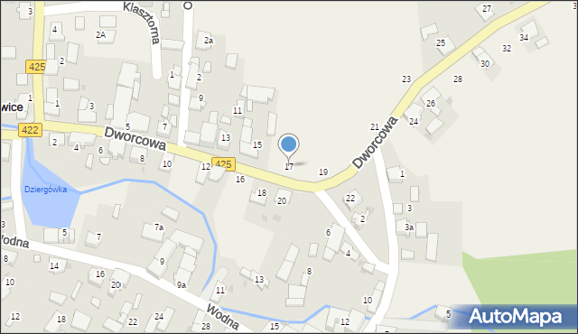 Dziergowice, Dworcowa, 17, mapa Dziergowice