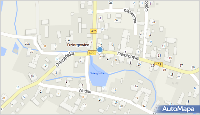 Dziergowice, Dworcowa, 2, mapa Dziergowice