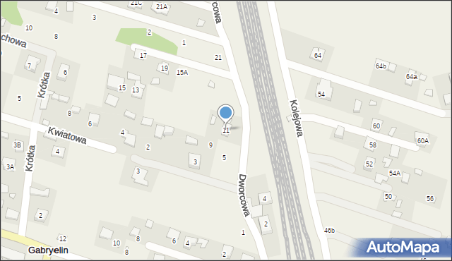 Gabryelin, Dworcowa, 11, mapa Gabryelin
