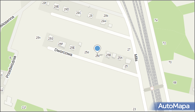 Gabryelin, Dworcowa, 25c, mapa Gabryelin