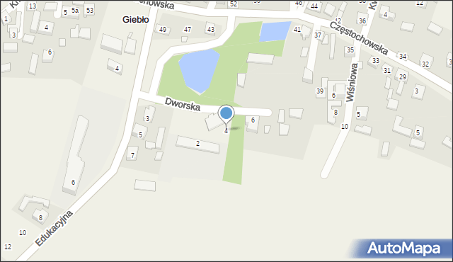Giebło, Dworska, 4, mapa Giebło
