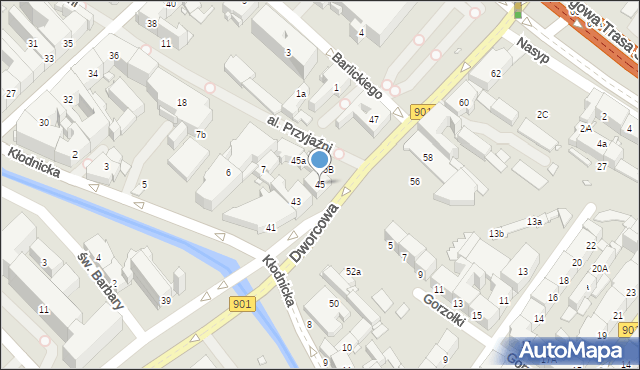 Gliwice, Dworcowa, 45, mapa Gliwic