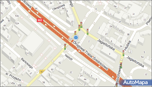 Gliwice, Dworcowa, 64, mapa Gliwic