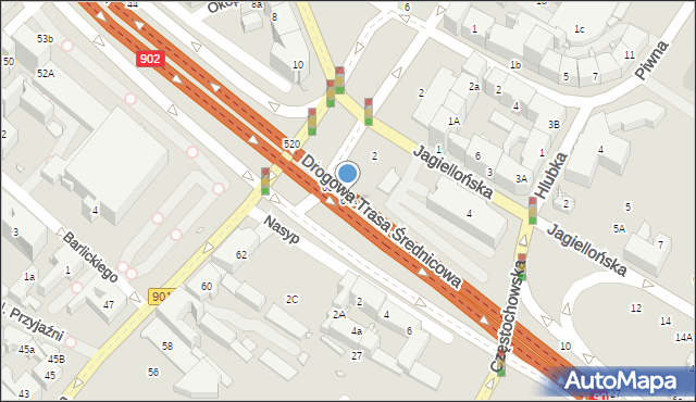 Gliwice, Dworcowa, 66a, mapa Gliwic