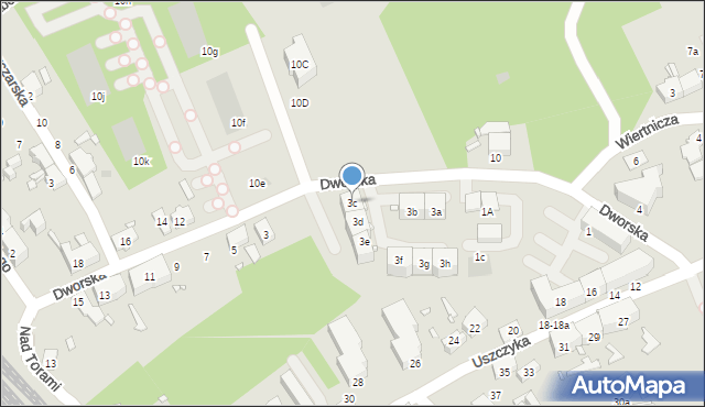 Gliwice, Dworska, 3c, mapa Gliwic