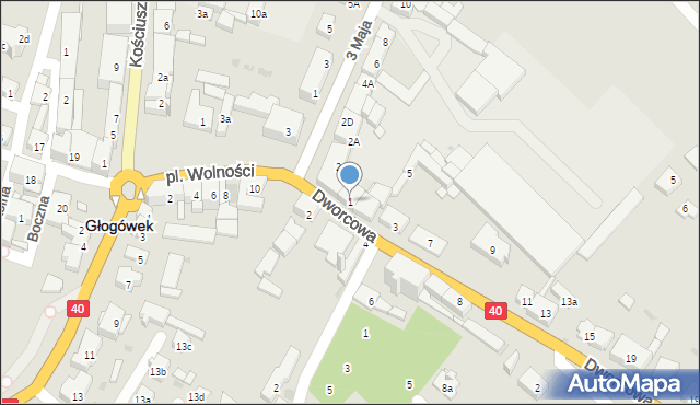 Głogówek, Dworcowa, 1, mapa Głogówek