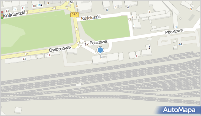 Gniezno, Dworcowa, 7, mapa Gniezna