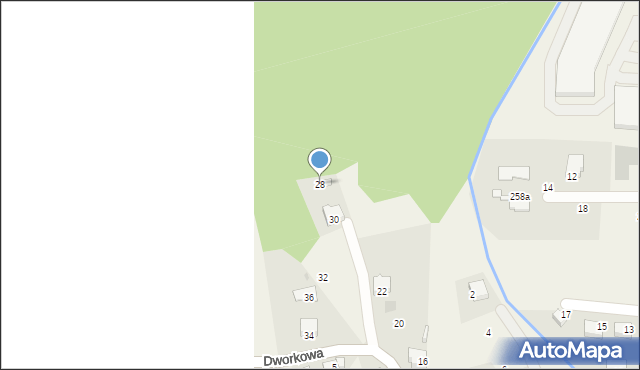 Gorzeń Dolny, Dworkowa, 28, mapa Gorzeń Dolny