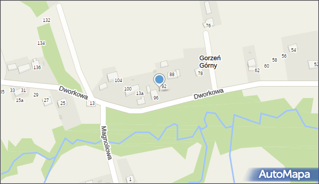 Gorzeń Dolny, Dworkowa, 94, mapa Gorzeń Dolny