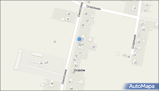 Grabów, Dworcowa, 73, mapa Grabów