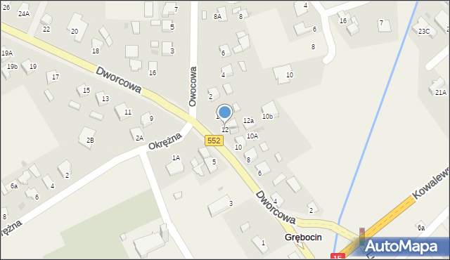 Grębocin, Dworcowa, 12, mapa Grębocin