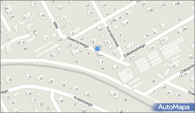 Grodzisk Mazowiecki, Dwernickiego Józefa, gen., 7, mapa Grodzisk Mazowiecki
