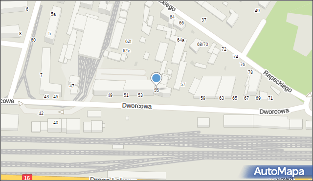 Grudziądz, Dworcowa, 55, mapa Grudziądza