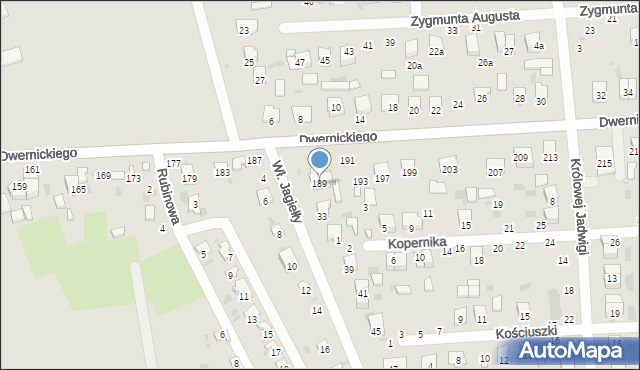 Hrubieszów, Dwernickiego Józefa, gen., 189, mapa Hrubieszów