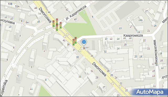 Inowrocław, Dworcowa, 36, mapa Inowrocławia