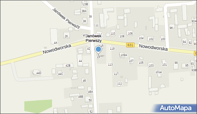 Janówek Pierwszy, Dworcowa, 13, mapa Janówek Pierwszy