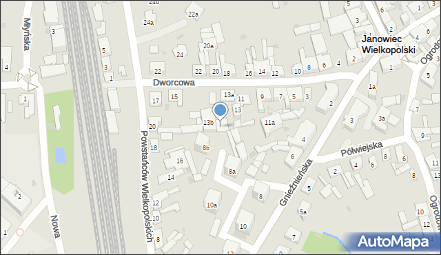 Janowiec Wielkopolski, Dworcowa, 13c, mapa Janowiec Wielkopolski