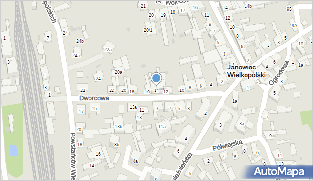 Janowiec Wielkopolski, Dworcowa, 14, mapa Janowiec Wielkopolski