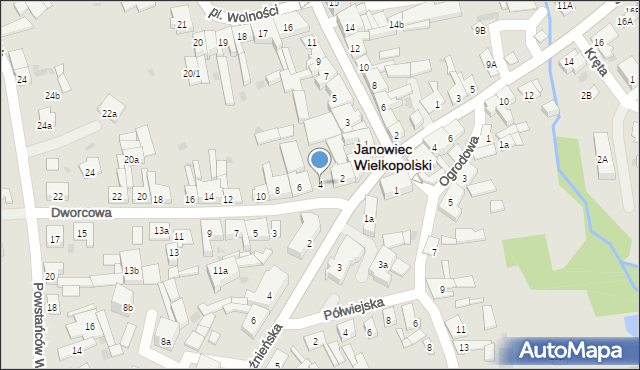 Janowiec Wielkopolski, Dworcowa, 4, mapa Janowiec Wielkopolski