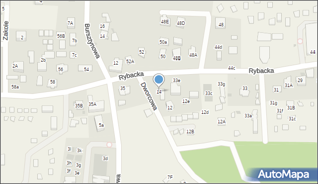 Jantar, Dworcowa, 14, mapa Jantar