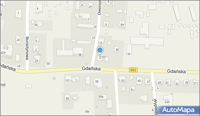 Jantar, Dworcowa, 2, mapa Jantar