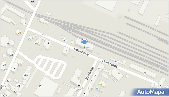Jawor, Dworcowa, 1, mapa Jawor