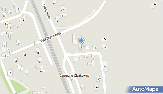 Jaworzno, Dworcowa, 9, mapa Jaworzno